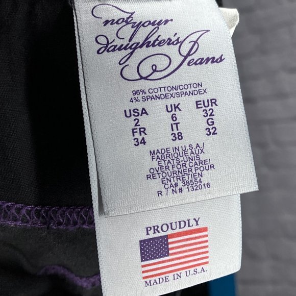 NYDJ Size 2 Black Rhinestone Embellished Back Pockets Stretch Straight Leg Jeans - Picture 5 of 5